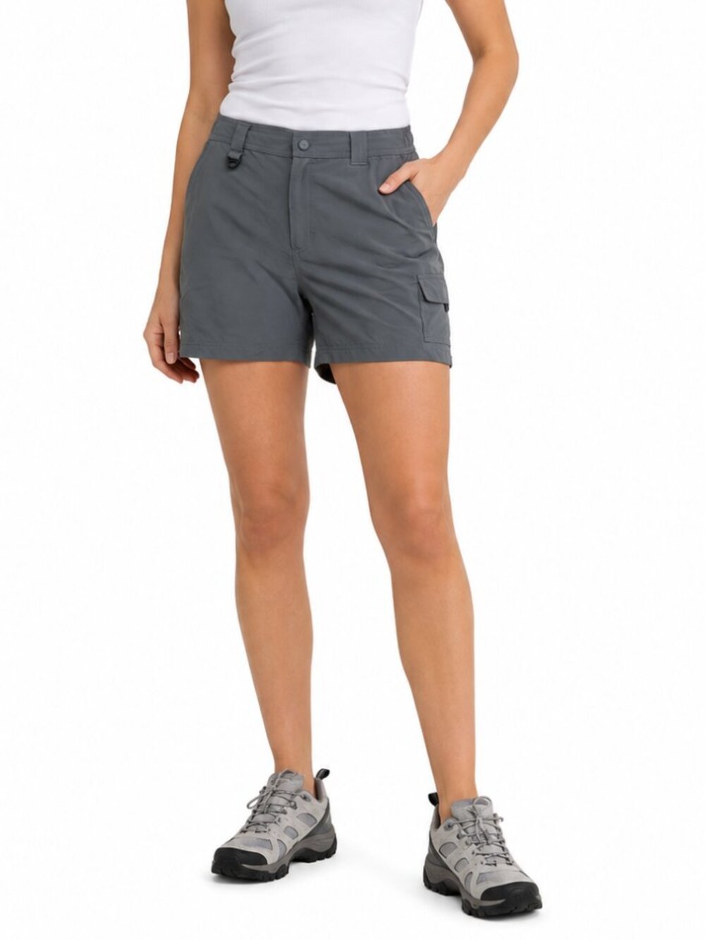 COLUMBIA GRT 4.5" Cargo Shorts Grey Large Nylon Omni-Dry Utility Hiking Gorpcore